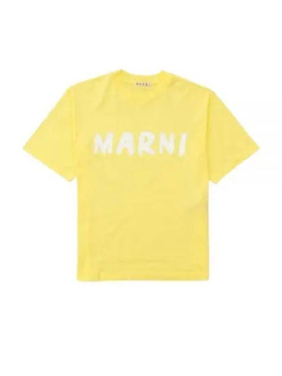 Logo Lettering Boxy Fit Short Sleeve T-Shirt Yellow - MARNI - BALAAN 2