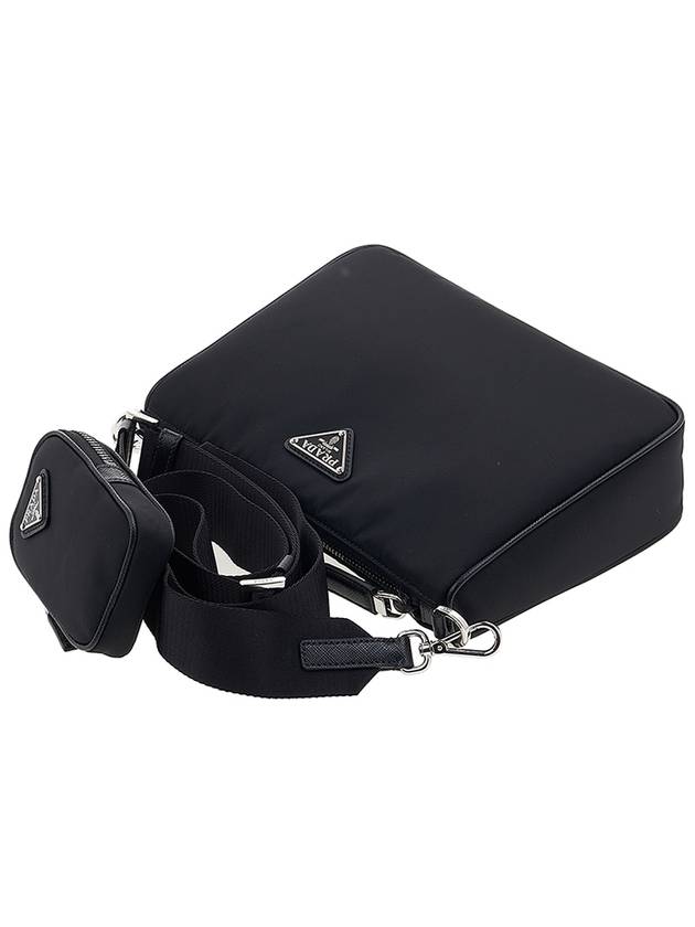 Triangle Logo Re-Nylon Saffiano Leather Shoulder Bag Black - PRADA - BALAAN 5