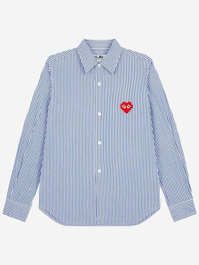 Men's Heart Wappen Striped Long Sleeve Shirt Blue - COMME DES GARCONS - BALAAN 2