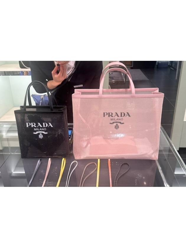 Medium Sequin Mesh Tote Bag Pouch Pink 1BG416 2D0A F0E18 - PRADA - BALAAN 8