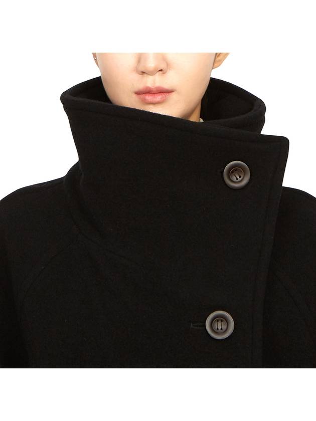 High-Neck Belted Wool Single Coat Black - ACNE STUDIOS - BALAAN 7