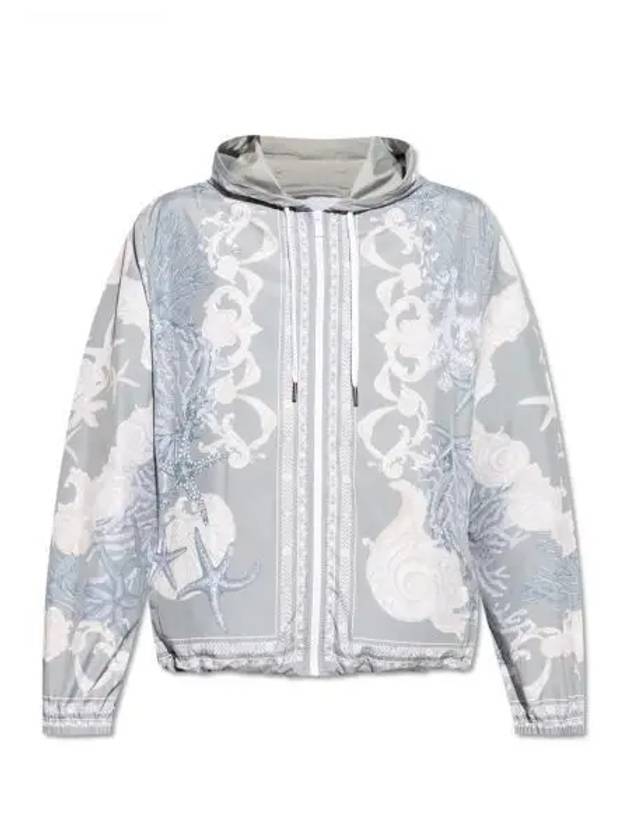 Barocco Print Zip-Up Hoodie Grey - VERSACE - BALAAN 2