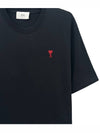 Small Heart Logo Boxy Fit Short Sleeve T-Shirt Black - AMI - BALAAN 4