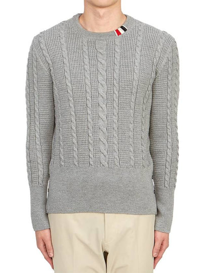 RWB Cable Wool Knit Top Grey - THOM BROWNE - BALAAN 2