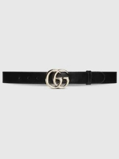 GG Marmont Thin Leather Belt Black - GUCCI - BALAAN 2