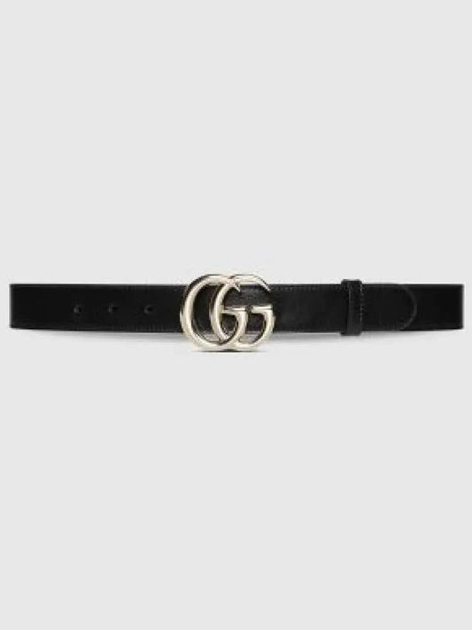 GG Marmont Thin Leather Belt Black - GUCCI - BALAAN 2