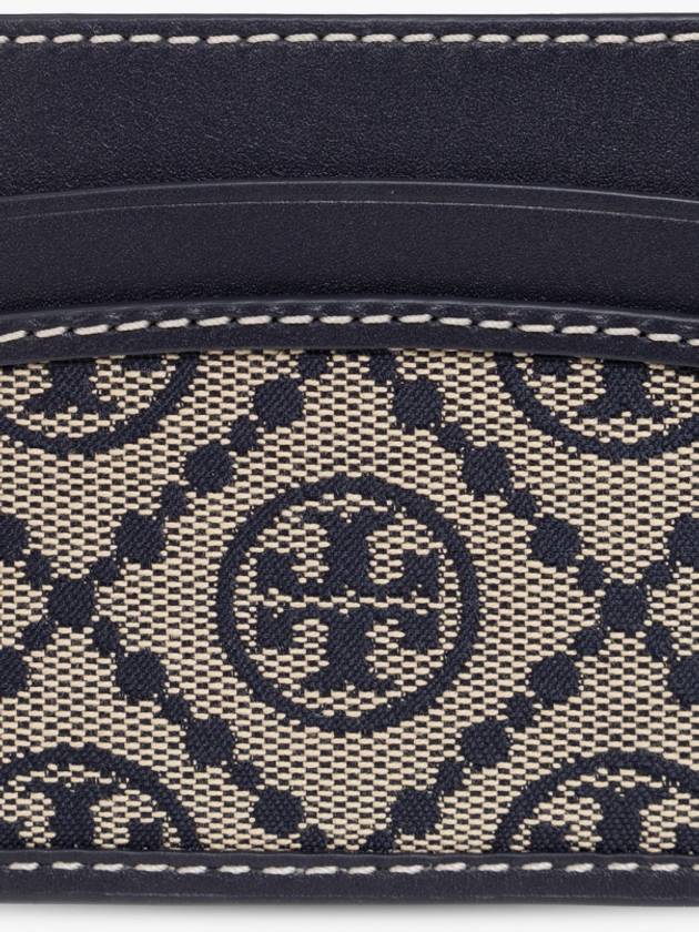 T Monogram Jacquard Card Wallet Navy - TORY BURCH - BALAAN 4