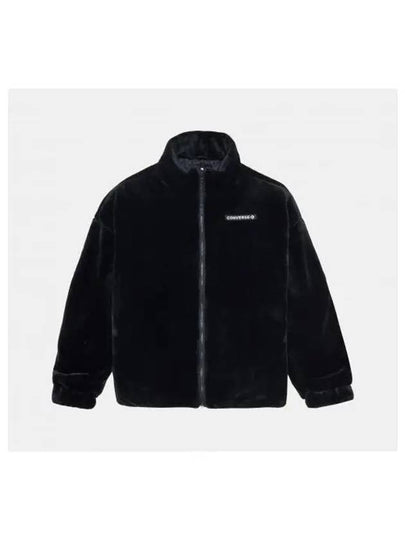 Loose Stand Collar Fur Jacket Black - CONVERSE - BALAAN 2