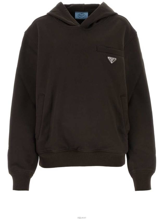 Triangle Logo Hoodie Dark Brown - PRADA - BALAAN 2