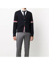 Milano Stitch Sprite Armband Cotton V-neck Cardigan Navy - THOM BROWNE - BALAAN 4