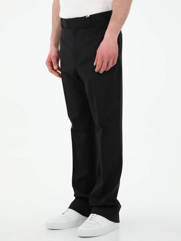 Men's Stretch Wool Blend Straight Pants Black - VALENTINO - BALAAN 3