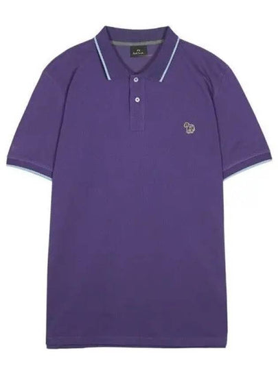 Zebra Logo Regular Fit Short Sleeve Polo Shirt Purple - PAUL SMITH - BALAAN 2