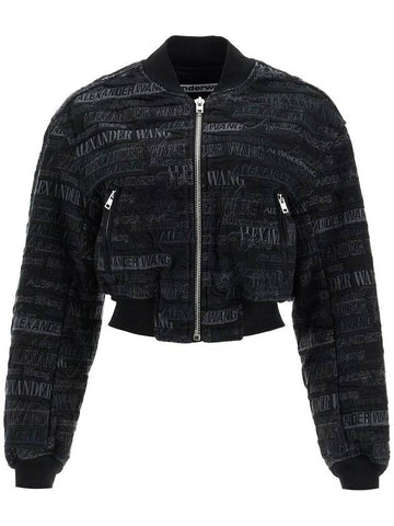 denim bomber jacket with embroidered lettering - ALEXANDER WANG - BALAAN 1