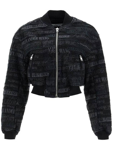 denim bomber jacket with embroidered lettering - ALEXANDER WANG - BALAAN 1