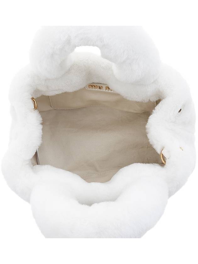 Logo Fluffy Tote Shoulder Bag White - MIU MIU - BALAAN 11