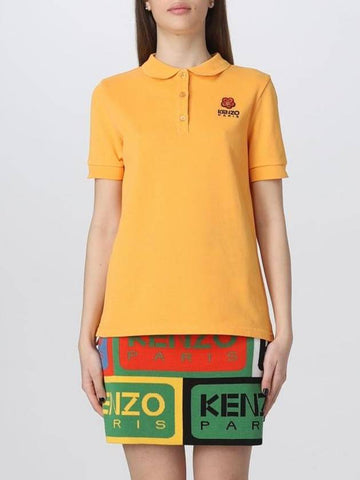 Women's Boke Flower Polo Shirt Orange - KENZO - BALAAN 1