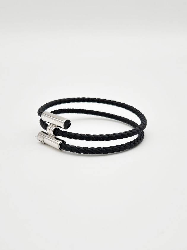 Tunis Tresse Palladium Bracelet Noir - HERMES - BALAAN 3