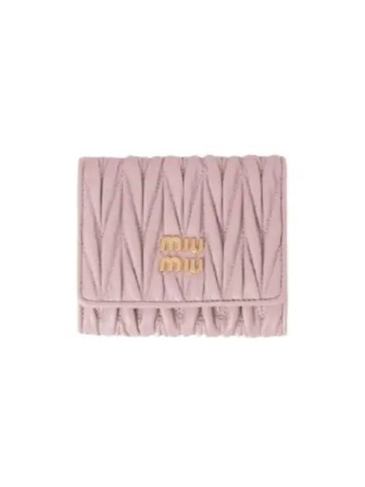 Small Matelasse Nappa Leather Half Wallet Alabaster Pink - MIU MIU - BALAAN 2