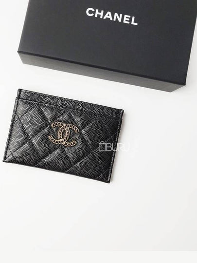 Card Holder Shiny Grained Calfskin Strass Gold Black - CHANEL - BALAAN 2