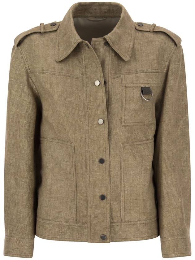 Linen Blend Shirt Jacket Beige - BRUNELLO CUCINELLI - BALAAN 2