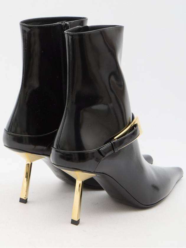 Lee Glazed Leather Ankle Boots Black - SAINT LAURENT - BALAAN 4