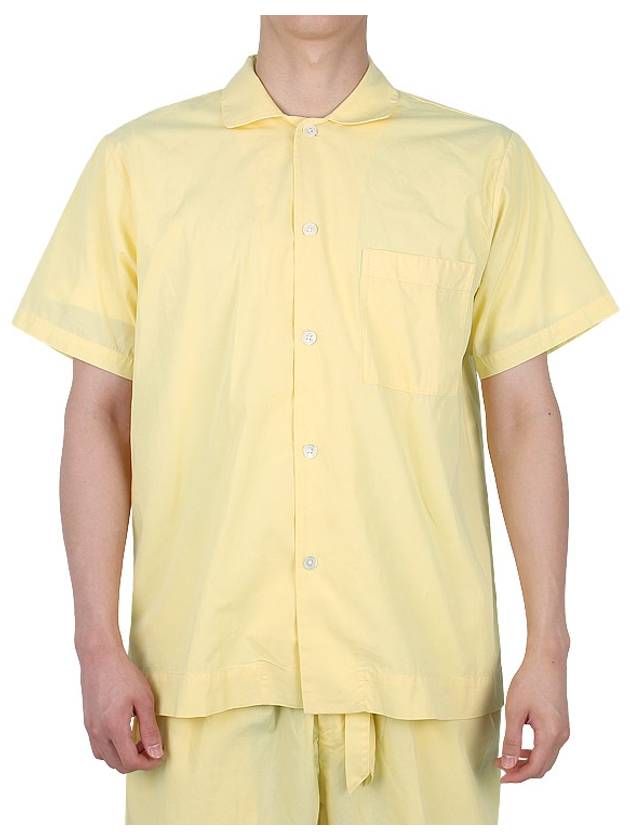 Poplin Pajamas Organic Cotton Short Sleeve Shirt Lemonade - TEKLA - 2