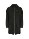 triangle logo pocket re-nylon hooded jacket black - PRADA - BALAAN 2