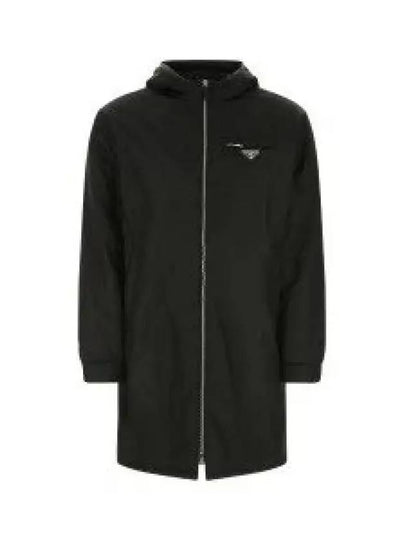 triangle logo pocket re-nylon hooded jacket black - PRADA - BALAAN 2