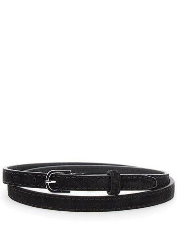 Brown Belt With Embossed Logo Detail And Adjustable Buckle In Suede Woman - TOTEME - BALAAN 1