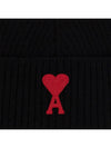 Embroidered Logo Wool Beanie Black - AMI - BALAAN 5