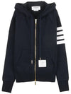 Engineered 4-Bar Stripe Loopback Jersey Knit Zip Up Hoodie Navy - THOM BROWNE - BALAAN 2