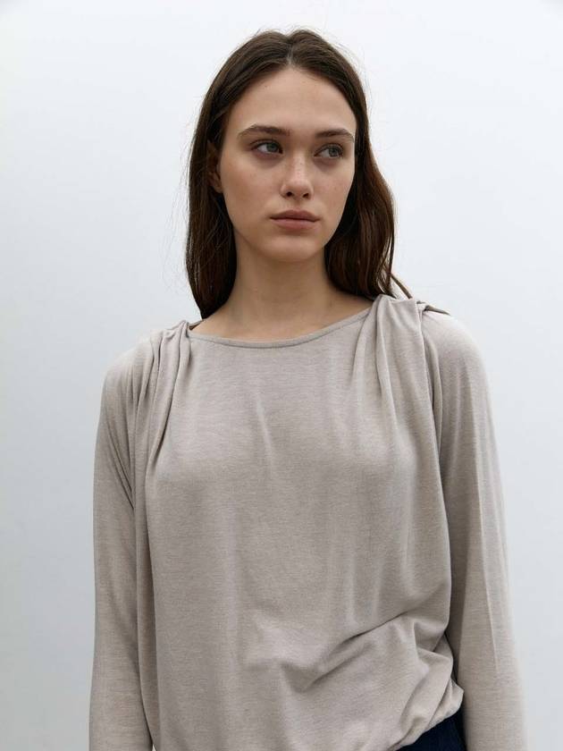 Women's Whisper Drape Jersey Long Sleeve T-Shirt Stone Beige - KILHOUETTE - BALAAN 2