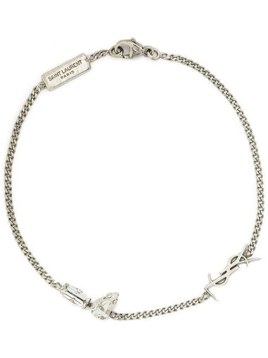 Opyum Charm Bracelet In Metal And Rhinestone Oxidized Silver - SAINT LAURENT - BALAAN 1