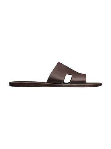 Izmir Leather Slippers Mocha - HERMES - BALAAN.