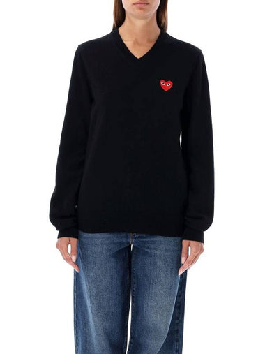 Comme Des Garçons Play Red Heart Patch V-Neck - COMME DES GARCONS PLAY - BALAAN 1