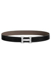 H Buckle Reversible 32mm Leather Belt Noir Etan - HERMES - BALAAN 1