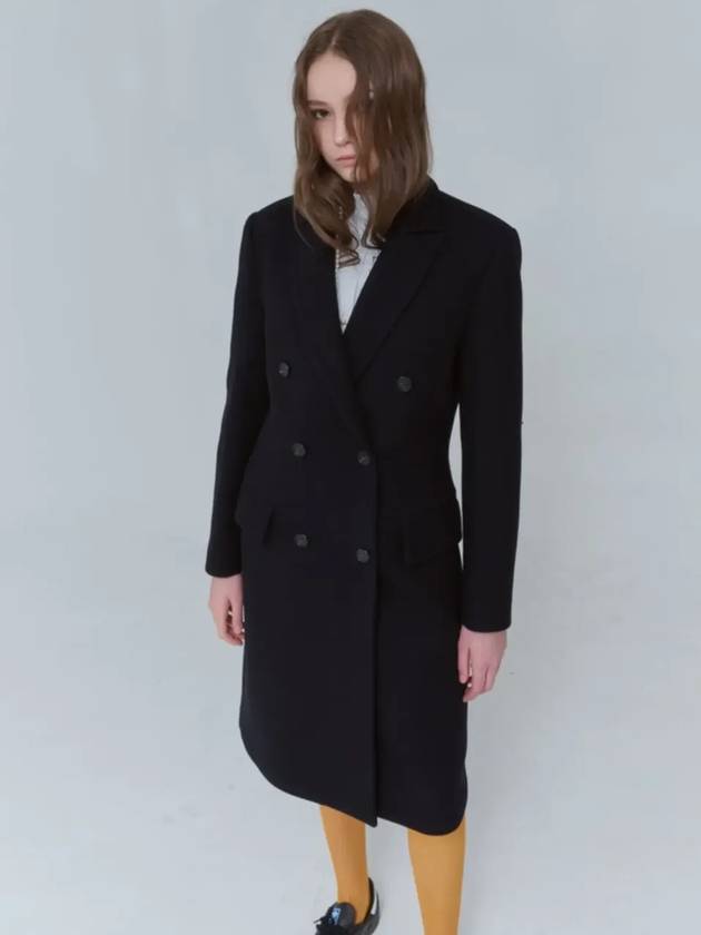 Long middle WOOL coat navy 0130 - VOYONN - BALAAN 6