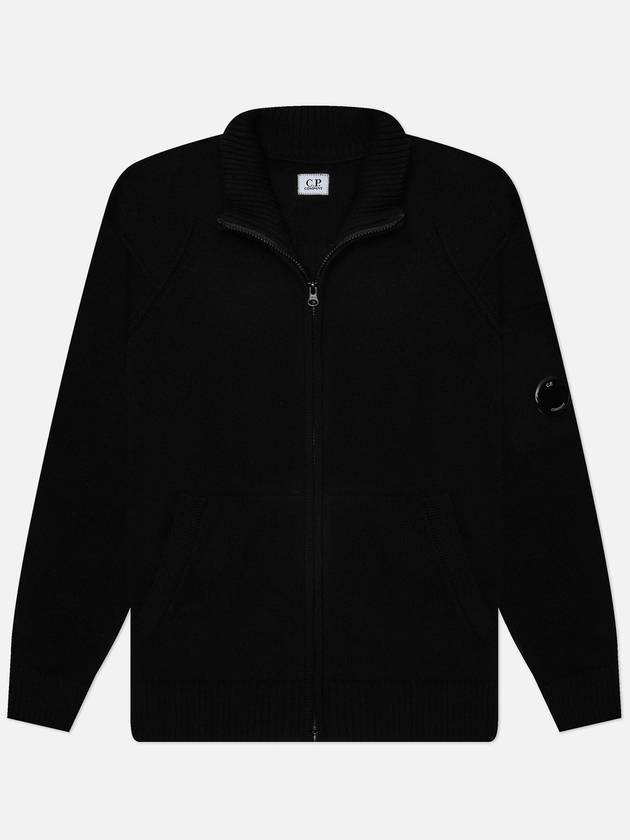 Lambswool GRS Zipped Cardigan Black - CP COMPANY - BALAAN 2