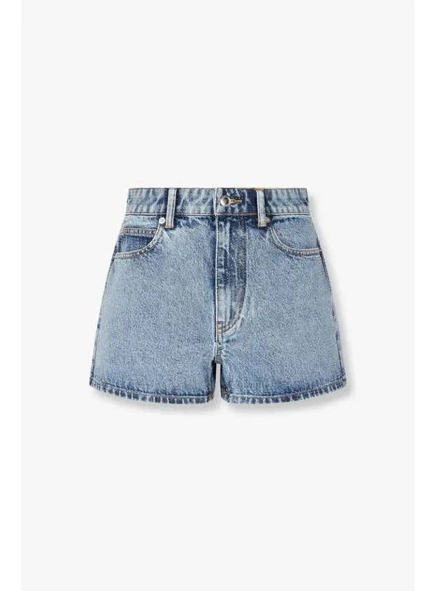 Leather Patch Hotfix Denim Shorts Indigo - ALEXANDER WANG - BALAAN 1