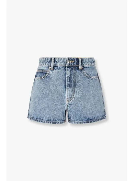 Leather Patch Hotfix Denim Shorts Indigo - ALEXANDER WANG - BALAAN 1