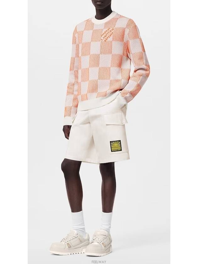 1AFIWO Damier Jacquard Cotton Pullover Sweatshirt - LOUIS VUITTON - BALAAN 4