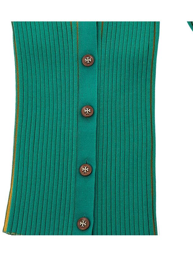 Women's Two-Tone Stretch Cardigan Green - TORY BURCH - BALAAN 7