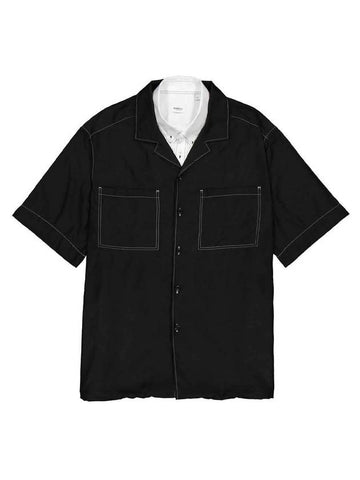 Women's Pocket Large Double Oversized Short Sleeve Shirt Black - BURBERRY - BALAAN 1