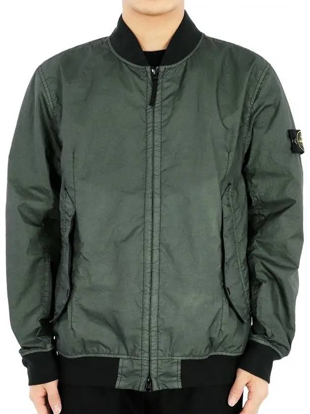 Men's Wappen Patch Zip-Up Bomber Jacket Green - STONE ISLAND - BALAAN 3