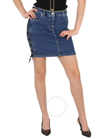 Moschino Ladies Lace-Up Side Denim Mini Skirt, Brand Size 40 (US Size 6) - MOSCHINO - BALAAN 1