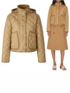 Women's Cropped Quilted Hoodie Jacket Archives Beige - BURBERRY - BALAAN 2