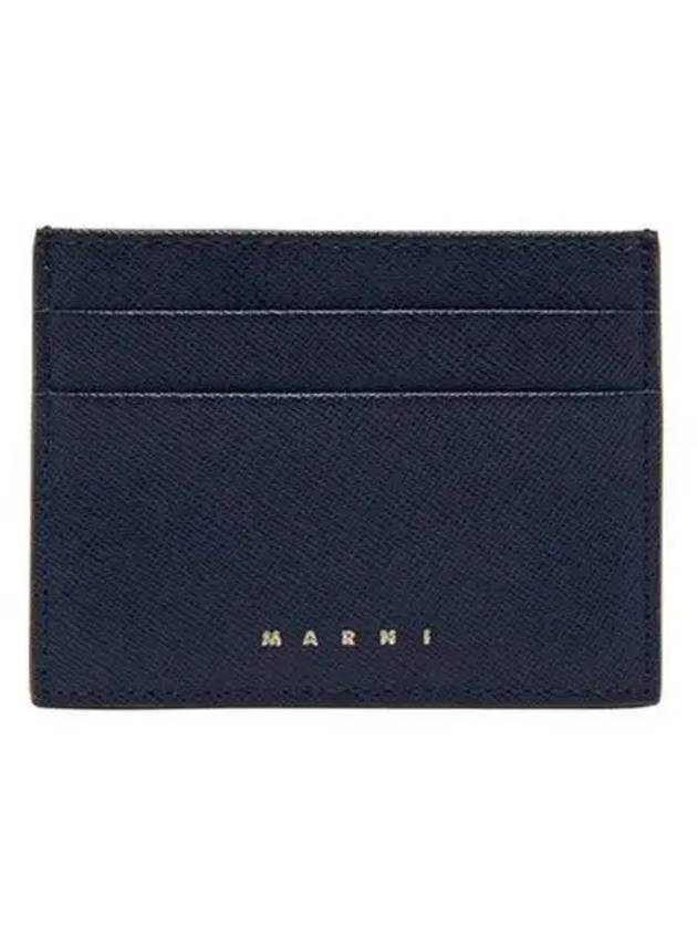 Logo Saffiano Card Wallet Navy - MARNI - BALAAN 2