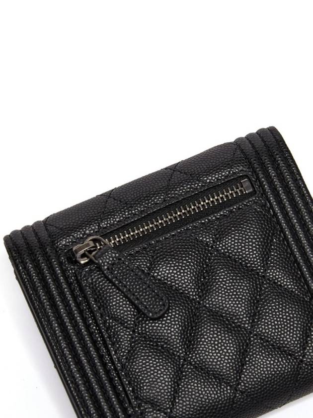 Boy  Small Flap Wallet Caviar Leather & Ruthenium Black - CHANEL - BALAAN 7