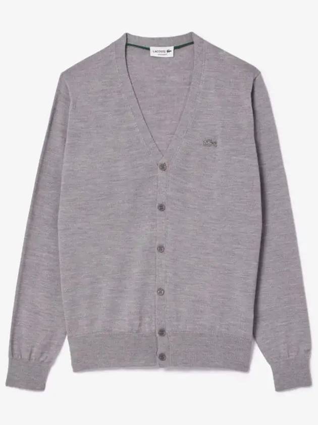 Vneck Wool Cardigan Grey - LACOSTE - BALAAN 2