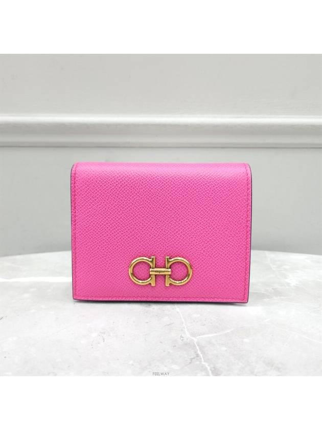 Lux You Ferragamo hot pink gold logo Gancini half wallet - SALVATORE FERRAGAMO - BALAAN 1